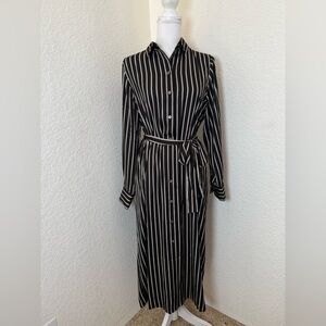 Banana Republic Black and Gold striped Buttoned Shirt‎ Dress medium. NWT